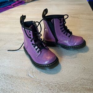Dr. Martin Sparkly Purple Combat Boots - Glitter Lace-Up Booties